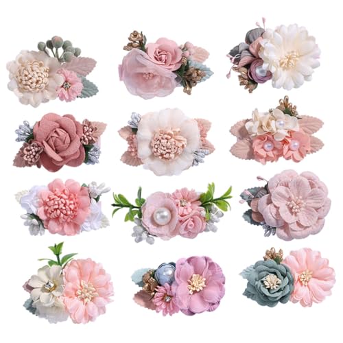 BAZEITFLOW 12 Stück Teiliges Blüten haarklammern mit Perlen Wiederverwendbare Haarschmuck accessoires für Mädchen und Frauen Geeignet für Hochzeit Party Alltag Vielseitig Tragbar und von BAZEITFLOW