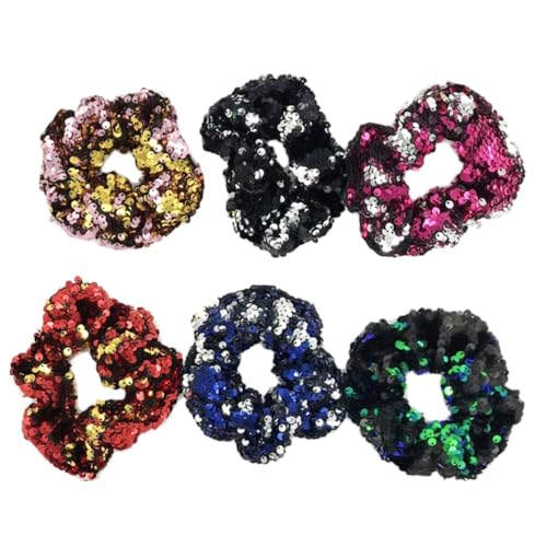 BAZEITFLOW 12 Stück Teiliges Glitzerndes Doppelfarbiges Haargummi mit Pailletten Elastischer Pferdeschwanzhalter für Damen und Mädchen Stylischer Haarschmuck für Alltag und Zufällige Farbe von BAZEITFLOW