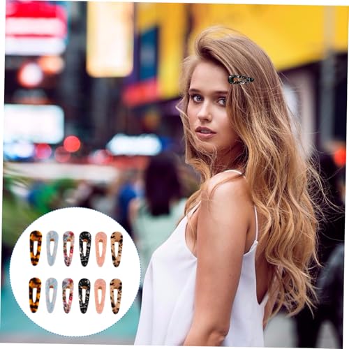 BAZEITFLOW 12 Stück Teiliges Marbling Haarklammern aus Acryl und Acetat Geometrische Leopardenmuster Haarspangen in Schwarz Blau Beige für Damen und Dickes Haar Rutschfest und Langlebig von BAZEITFLOW