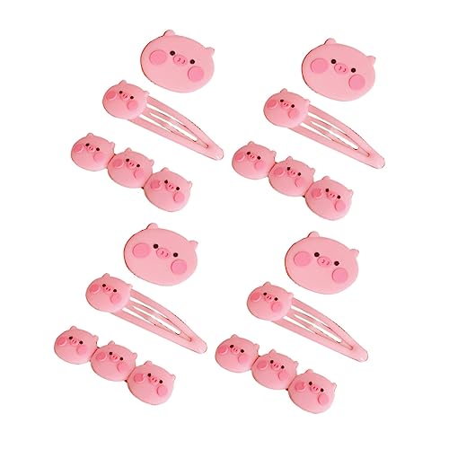 BAZEITFLOW 12 Stück Teiliges Niedliche Pinke Cartoon Schwein Haarklammern aus Robustem Material Haarschmuck Accessoires für Mädchen für Alltag und Verschiedene Kostüme von BAZEITFLOW