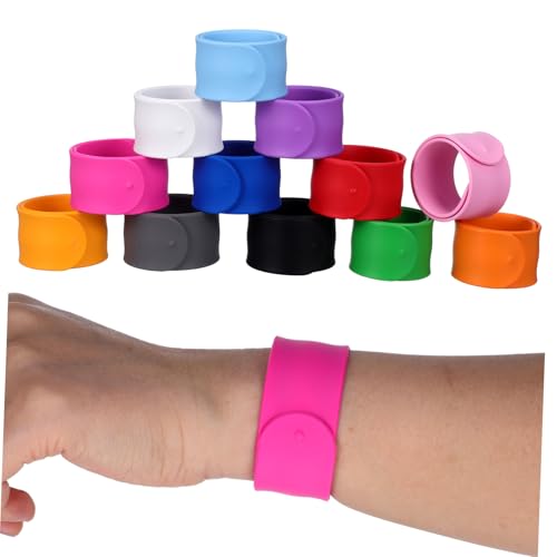 BAZEITFLOW 12 Stück Teiliges Silikon Slap Armband Bunte Einfache Anziehbare Schnapparmbänder Vielseitige Party-giveaways für Kindergeburtstag Events und Karneval Lebendige Farben Robust und von BAZEITFLOW