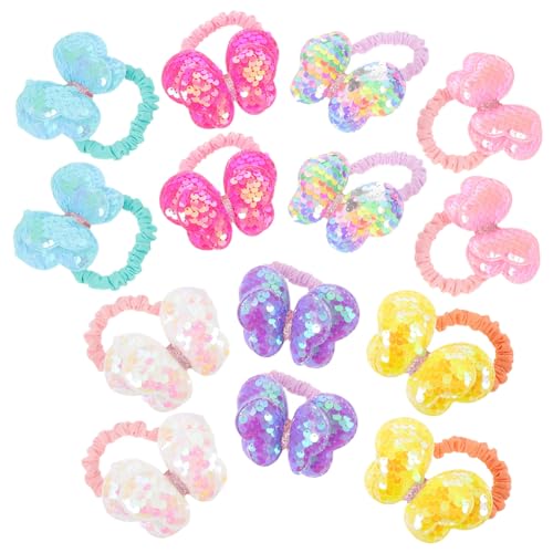 BAZEITFLOW 14 Stück Teiliges mit Glitzer und Pailletten Weiche Elastische Haarschleifen in Farbverlauf Schonend für Sensible Kopfhaut für Junge Mädchen-pferdeschwanzgestaltung von BAZEITFLOW