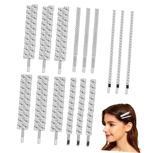 BAZEITFLOW 15 Stück Teiliges Silberne Strass Haarspangen für Damen Funkelnde Bobby Pins Modischer Braut Haarschmuck Vielseitig Einsetzbar für Hochzeit Party Alltag von BAZEITFLOW