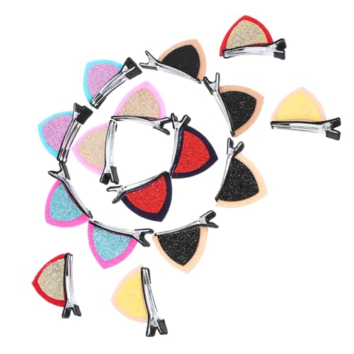BAZEITFLOW 16 Stück Teiliges Haarspangen mit Katzenohren Zarte Doppel seiten Haarklammern für Damen und Mädchen Vielseitiger Haarschmuck für Partys Hochzeit und Alltag Bunte Farben von BAZEITFLOW