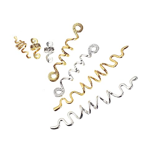BAZEITFLOW 16stücke Teiliges Set Dreadlocks Haarschmuck Aus Langlebigem Spiral-haarperlen Für Zöpfe Goldenen Und Silbernen Ringen Sowie Goldenen Schlangenhaarringen Für Hairstyling von BAZEITFLOW