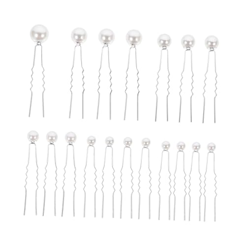 BAZEITFLOW 18 Stück Teiliges Perlen Haarstäbchen Braut Haarschmuck U förmig Silber Hochzeit Haarnadeln für Damen und Mädchen Eleganter Brautschmuck Festlicher Haarforke von BAZEITFLOW