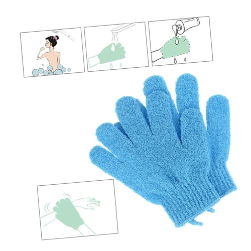 BAZEITFLOW 1paar Peelinghandschuhe Für Dusche Und Sauna Fünf Finger Körperpeeling-mitten Für Männer Und Frauen Elastisches Design Waschbar Geeignet Für Hauttypen Blau von BAZEITFLOW