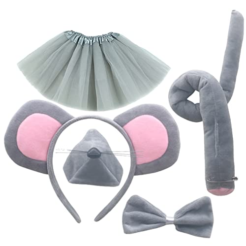 BAZEITFLOW Mauskostüm-set Mit Ohren Stirnband Nase Und Fliege Für Junge Mädchen Mausohren Und Mausschwanz Zum Spielen Und Verkleiden Flexibel Und Bequem von BAZEITFLOW