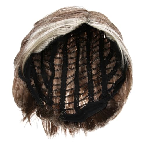BAZEITFLOW 1stück Herren Retro Perücke Mit Kurzem Haar Und Farbverlauf Lifelike Fake Hair Cover Für Cosplay Partys Und Halloween Hochwertige Synthetische Netzperücke Für Männer von BAZEITFLOW