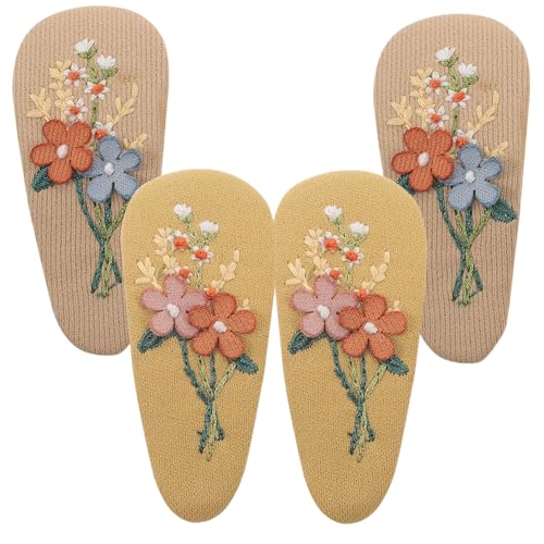 BAZEITFLOW 2 Paare Haarklammern für Mädchen Vintage Stoff Haarspangen mit Schleifenstickerei Weiche Haaraccessoires für Jahre Hautfreundlich Vielseitig für Pferdeschwanz Dutt Flechtfrisur von BAZEITFLOW