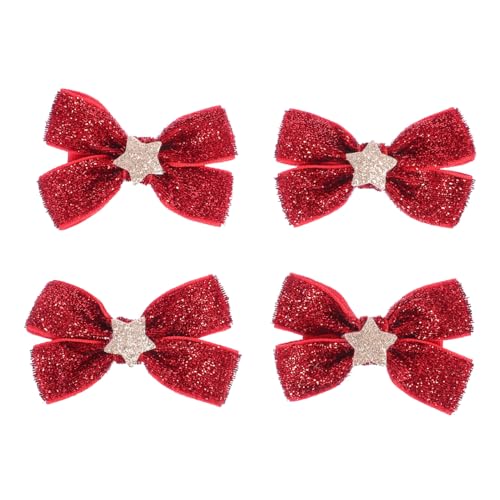 BAZEITFLOW 2 Paare Weihnachtliche Haargummis mit Schleifen Weicher Haarschmuck für Mädchen Rutschfeste Dekorative Haarclips Festliche Haarringe für Jeden Haartyp von BAZEITFLOW