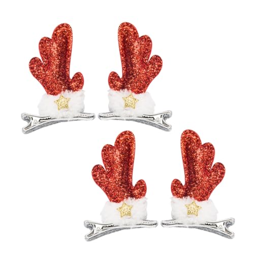 BAZEITFLOW 2 Paare Weihnachtliche Haarspangen Rentier Geweih Haarnadeln mit Glitzer für Mädchen Festlicher Haarschmuck Party Accessoire von BAZEITFLOW