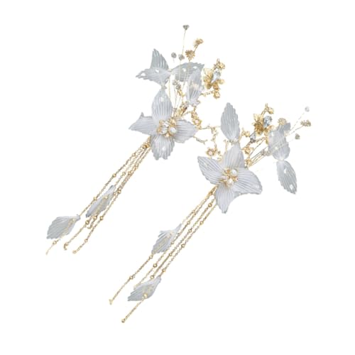 BAZEITFLOW 2 STÜCK Chinesische Haarklammern aus Zartem Weißem Chiffon mit Falten Design Eleganter Haarschmuck für Damen und Mädchen Vielseitig Kombinierbar für Besondere Anlässe und Alltag von BAZEITFLOW
