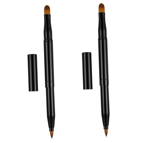 BAZEITFLOW 2 STÜCK Doppelseitige Einziehbare Lippenpinsel aus Synthetischen Fasern Tragbar Präzise Anwendung für Lippenstift Eyeliner Augenbrauen Vielseitiger Make Up Pinsel für Unterwegs von BAZEITFLOW