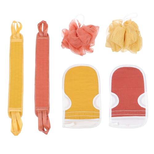 BAZEITFLOW 2 Sätze Peeling Badetücher mit Reichlich Schaum Langlebige Badehandschuhe und Lange Streifen Badetücher für Effektive Hautreinigung Sanftes Peeling und Komfortables Duscherlebnis von BAZEITFLOW