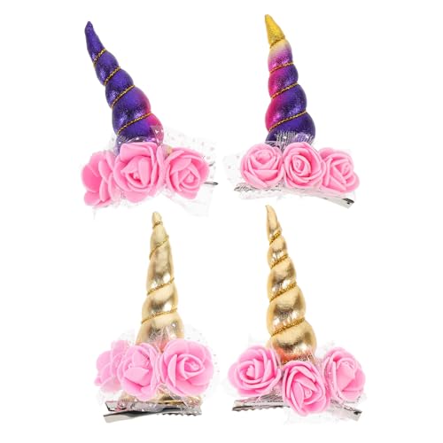 BAZEITFLOW 2 Stück Einhorn Haarspangen für Mädchen Goldfarbene Haarklammern Niedlicher Haarschmuck für Party Alltag Halloween Dekorative Haarclips Stylische Accessoires von BAZEITFLOW