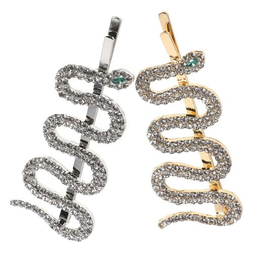BAZEITFLOW 2 Stück Elegante Schlangen haarklammern Metall haarnadeln mit Strassbesatz Damen Haarschmuck für Hochzeit Brautfest in Gold und Silber Modische Styling accessoires für Frauen und von BAZEITFLOW