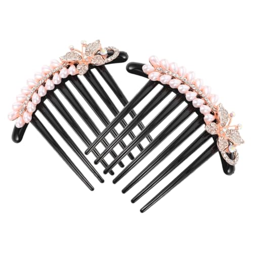 BAZEITFLOW 2 Stück Eleganter Haarkamm mit Imitationsperlen und Strassbesatz Vintage Brautschmuck für Frauen und Mädchen Vielseitige Haarstyling Accessoires für Hochzeit Party und Formelle von BAZEITFLOW