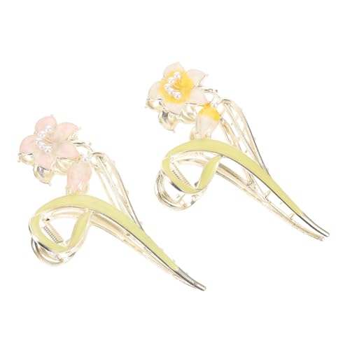 BAZEITFLOW 2 Stück Große Metall Haarspange Lilienblumen Haarklammer Rutschfest für Dickes Langes Haar Damen Haarschmuck Modisch Stabil Robust von BAZEITFLOW