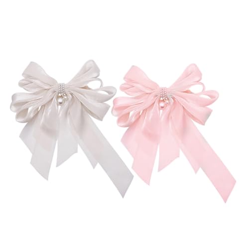 BAZEITFLOW 2 Stück Große Perlen Haarspange Haarschleife Back Hair Holder Flexibel Haltbar Für Frauen Haartypen Eleganter Haarschmuck In Rosa von BAZEITFLOW