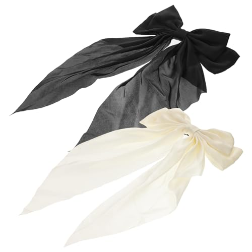 BAZEITFLOW 2 Stück Große Schleifen Haarspangen für Dickes Haar Langlebige Haarklammern mit Breitem Voluminösem Bogen Haarschleifen Clips für Mädchen und Frauen Schwarz und Weiß von BAZEITFLOW