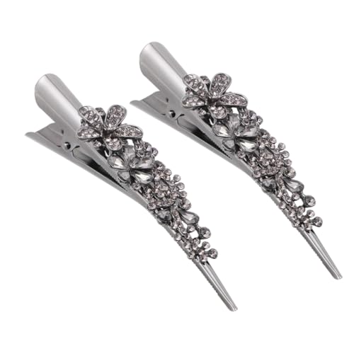 BAZEITFLOW 2 Stück Große Vintage Strass Metall Haarspangen Funkelnde Haarklammern mit Retro Horn design Multifunktionale Entenschnabel Clips für Damen und Mädchen Eleganter Haarschmuck für von BAZEITFLOW