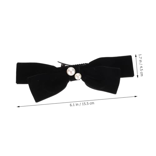 BAZEITFLOW 2 Stück Haarklammer Schleife Damen Vintage Samt Haarspangen mit Perlenverzierung Ergonomisch Geformt Geeignet für Hochzeit Party Alltag und Fotoshootings von BAZEITFLOW