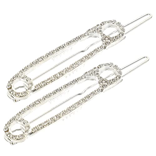 BAZEITFLOW 2 Stück Haarklammern Sicherheitsnadeln Strassstein Haarschmuck für Frauen Mädchen Vielseitige Haarspangen in Klassischem Silber für Alltag und Party von BAZEITFLOW