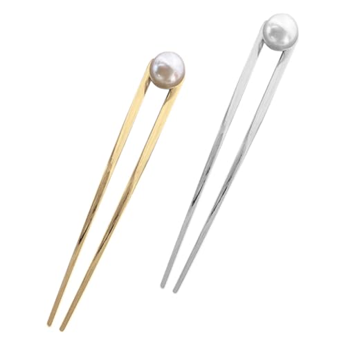 BAZEITFLOW 2 Stück Haarnadeln Haarschmuck für Damen und Mädchen Stabile U Förmige Haarspangen mit Perlen Große Haarnadeln für Dutt Vintage Haarforken für Alltag Party und Hochzeit von BAZEITFLOW