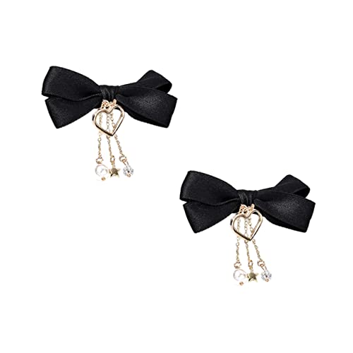 BAZEITFLOW 2 Stück Haarspangen mit Schleifen und Quasten Niedliche Haaraccessoires für Mädchen Strapazierfähige und Hautfreundliche Haarklammern für Kostüme und Verschiedene Outfits von BAZEITFLOW