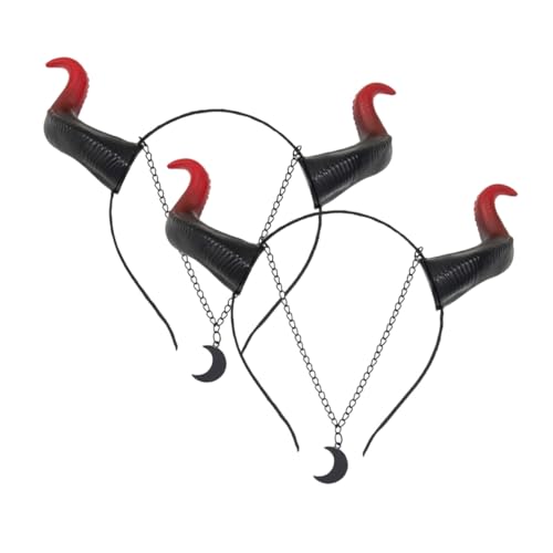 BAZEITFLOW 2 Stück Halloween Haarreif mit Roten und Schwarzen Kalbshörnern Leichter Bequemer Stirnband Kopfschmuck für Cosplay Party und Karneval Modisches Accessoire für Damen von BAZEITFLOW