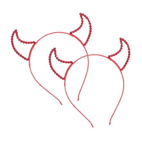 BAZEITFLOW 2 Stück Halloween Teufelshörner Stirnband mit Funkelnden Roten Strass Hörnern Langlebiger Haarschmuck für Karneval Cosplay und Mottoparty Teiliges für Erwachsene und Mädchen von BAZEITFLOW
