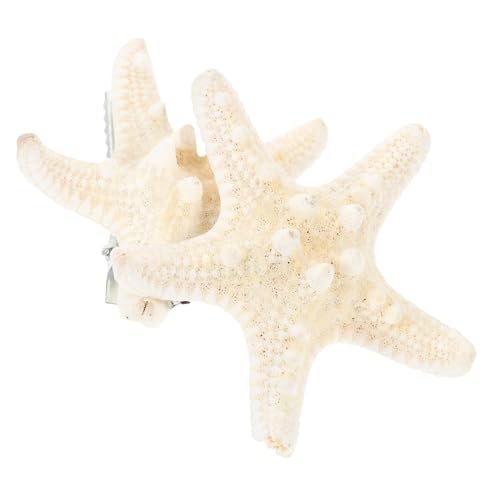 BAZEITFLOW 2 Stück Handgefertigte Natürliche Haarklammern Weiße Fünfzackige Seesterne Bridal Hair Clips für Damen und Mädchen Eleganter Beach Haarspangen Schmuck für Besondere Anlässe von BAZEITFLOW