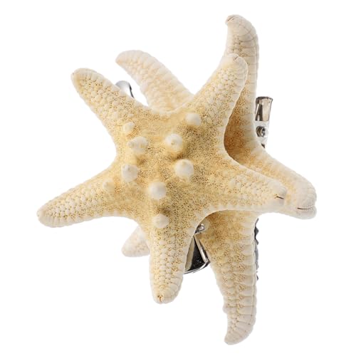 BAZEITFLOW 2 Stück Handgefertigte Seestern Haarklammern Fünfzackige Stern Haarspangen Natürlicher Look Modischer Haarschmuck für Frauen und Mädchen Strand Accessoires von BAZEITFLOW