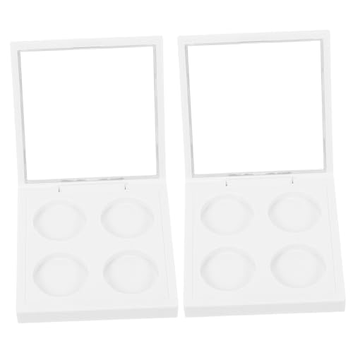 BAZEITFLOW 2 Stück Leere Lidschattenbox Weiß Fach mit Magnetverschluss Kosmetik Aufbewahrung DIY Make Up Zubehör für Lidschatten Puder Paletten Organizer von BAZEITFLOW