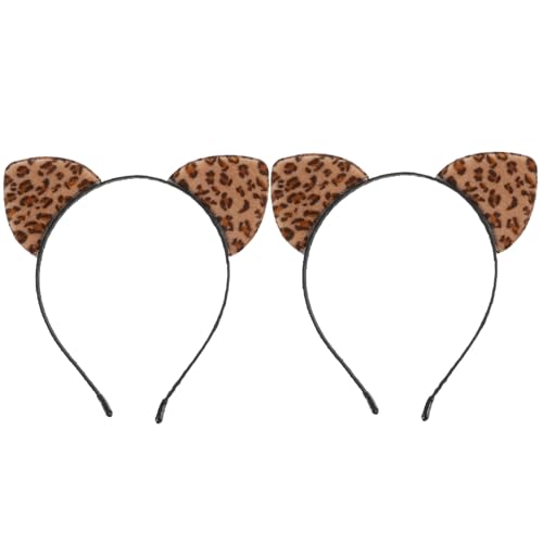BAZEITFLOW 2 Stück Leoparden Katzenohren Haarreif Cat Ear Modeling Headband für Mädchen Cosplay Karneval Kostüm Haaraccessoire Modisch Praktisch von BAZEITFLOW