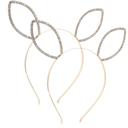 BAZEITFLOW 2 Stück Metallic Stirnband mit Funkelnden Strass Hasenohren Teiliges Party Kopfschmuck für Frauen Glamouröses Halloween und Karneval Accessoire Langlebig und Modisch von BAZEITFLOW