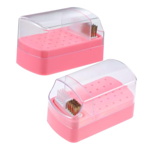 BAZEITFLOW 2 Stück Nagelbohrer Aufbewahrungsbox mit Löchern und Reinigungsbürste Kompakter Kunststoff Organizer für Manikürebits Staubgeschützt Langlebig Geeignet für Profi und Heimgebrauch von BAZEITFLOW