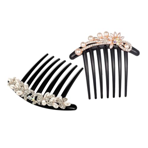 BAZEITFLOW 2 Stück Perlen Haarkamm Brautschmuck mit Strass und 7 Zähnen Teiliges mit Blumen und Pfauenmotiv Eleganter Haarschmuck für Hochzeit Party und Festliche Anlässe von BAZEITFLOW
