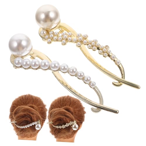 BAZEITFLOW 2 Stück Perlen Haarspangen Teilig Haarklammern mit Perlenbesatz Modischer Haarschmuck für Mädchen und Frauen Geeignet für Hochzeit Party und Alltag Goldfarbene Accessoires von BAZEITFLOW