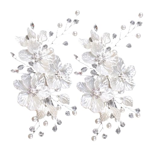 BAZEITFLOW 2 Stück Perlen und Haarschmuck für Hochzeit Teiliges Dekorative Braut Haarnadeln mit Blumen und Blütenblatt Design Eleganter Brautschmuck für Braut und Brautjungfern von BAZEITFLOW