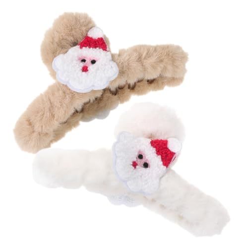 BAZEITFLOW 2 Stück Plüsch Haarklammern Große Weihnachts Haarspangen für Frauen Mädchen Flauschige Starke Greifkraft Geeignet für Dickes Langes Haar Vielseitig für Makeup Sport Alltag von BAZEITFLOW