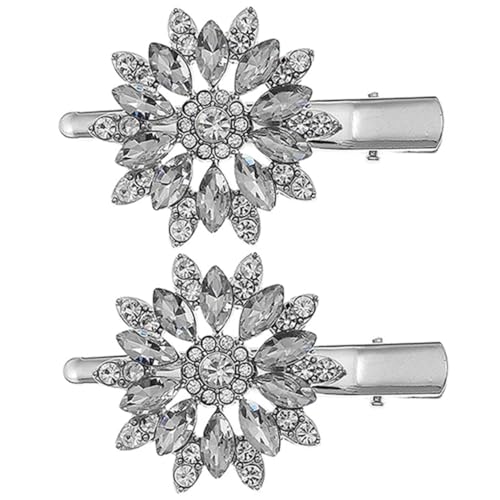 BAZEITFLOW 2 Stück Rhinestone Haarklammer mit Kristallblumen Eleganter Metall duckbill clip Strassbesetzte Haarspange für Damen und Mädchen Leichter Langlebiger Haarschmuck für Besondere von BAZEITFLOW