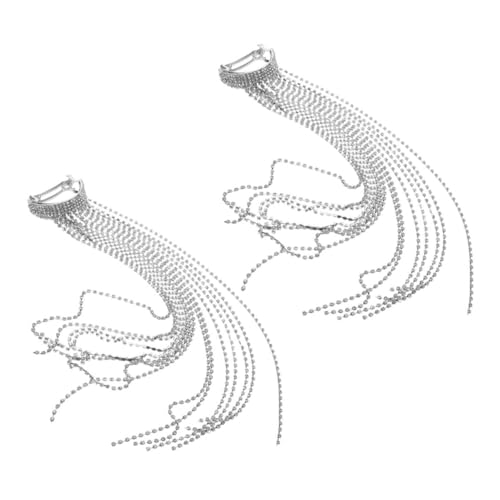 BAZEITFLOW 2 Stück Rhinestone Haarschmuck Teiliges Lange Tassel Ketten Haarspangen für Pferdeschwanz Geflochtene Frisuren Vielseitig Verwendbar Einfache Anwendung Eleganter Brautschmuck von BAZEITFLOW