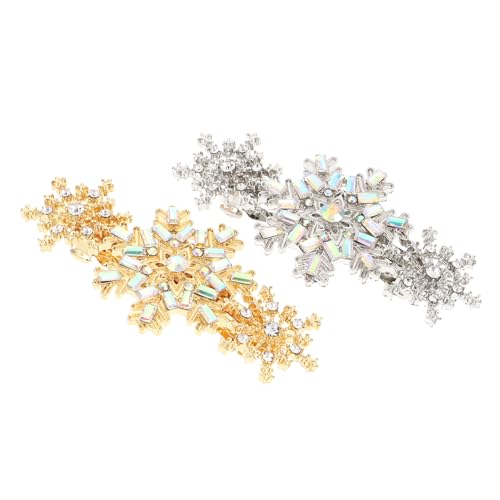 BAZEITFLOW 2 Stück Rhinestone Schneeflocken Haarklammern Gold Silber Haarschmuck Damen Festliche Haarspangen für Weihnachts und Partyfrisuren Geschenkidee für Frauen und Mädchen von BAZEITFLOW