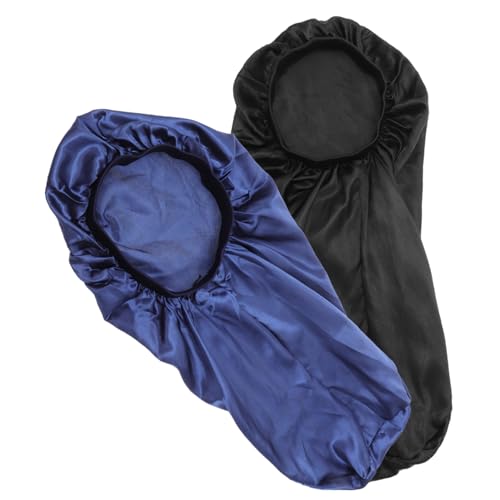 BAZEITFLOW 2 Stück Satin Haarkappe Schlafmütze für Langes Haar Elastisch Schützt vor Haarbruch und Bewahrt Feuchtigkeit und für Damen mit Langen Zöpfen und Lockigem Haar von BAZEITFLOW