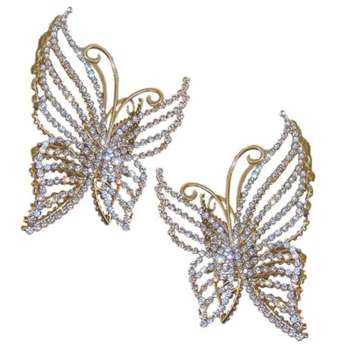 BAZEITFLOW 2 Stück Schmetterling Haarklammern für Damen Perlen Haarspangen aus Legiertem Material Sicherer Stilvolle Haarschmuck Accessoires für Charmante Frisuren von BAZEITFLOW