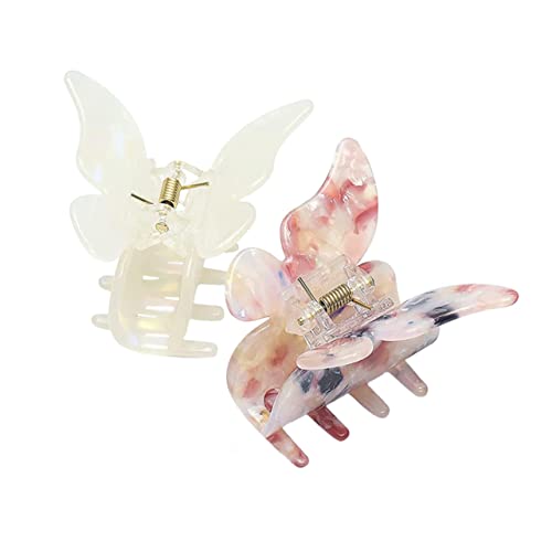 BAZEITFLOW 2 Stück Schmetterlings Haarklammern Rutschfeste Haarspangen für Damen Langlebige Haarclips mit Zähnen für Verschiedene Frisuren und Tägliche Styles von BAZEITFLOW