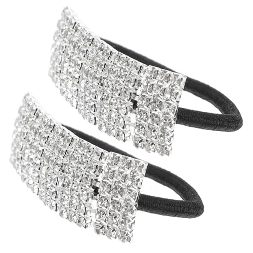 BAZEITFLOW 2 Stück Strass Haargummis Elastische Ponytail Holder mit Kristallbesatz Haarschonend Geeignet für Feines Haar Haarbänder für Damen und Mädchen Einfache Anwendung von BAZEITFLOW