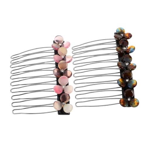 BAZEITFLOW 2 Stück Teiliges Blumiger Haarkamm aus Acetat Französische Haarkämme mit Umgekehrtem Einsteckdesign für Sicheres Styling für Brautfrisuren und Natürliches Haarstyling bei Frauen von BAZEITFLOW